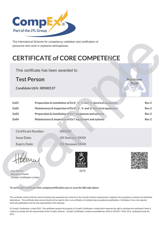 Hard copy of CompEx digital Certificate