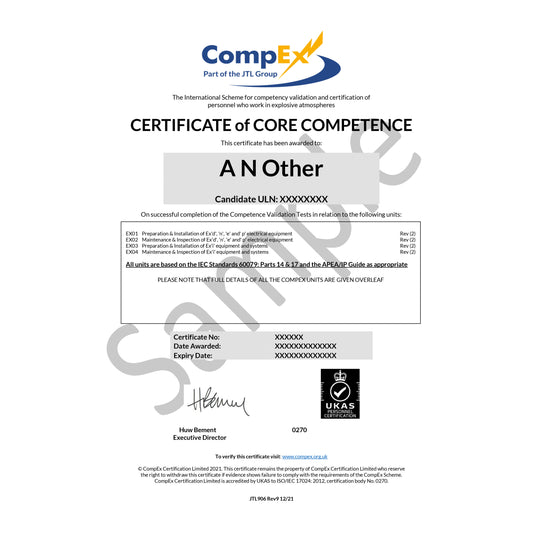 CompEx Replacement Certificate